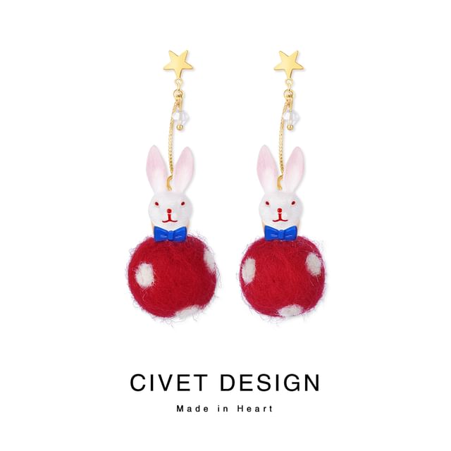 Dangle Rabbit Felt Earring