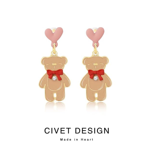 Earring Drop Heart Bear