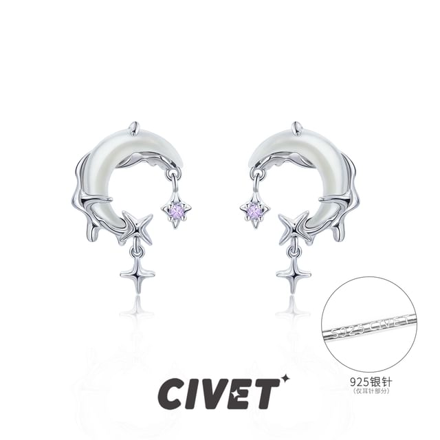 Star Alloy Rhinestone Ear Drop Earring Cuff / Moon