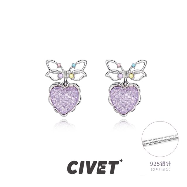 Drop Bow Earring Heart Alloy