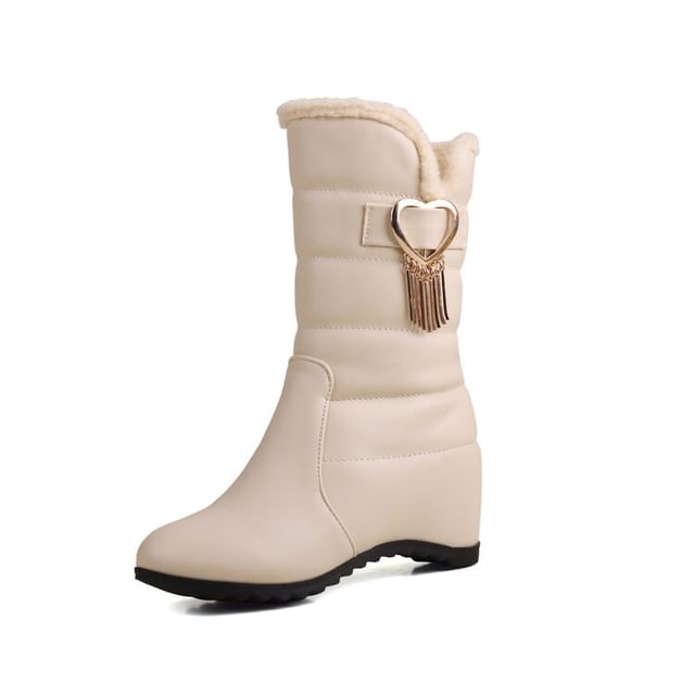 Heel Wedge Heart Buckle Short Boots Snow