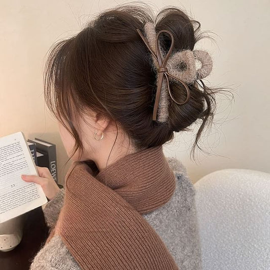 Hair Bow Faux Claw Leather