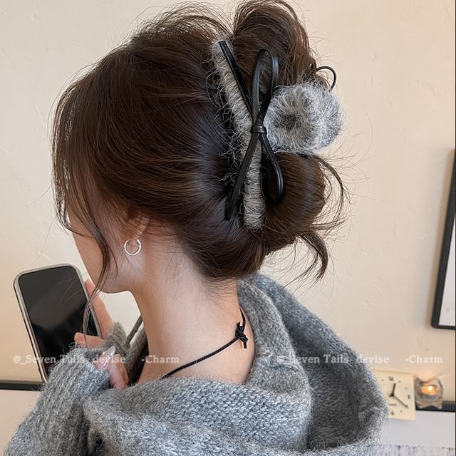 Hair Bow Faux Claw Leather