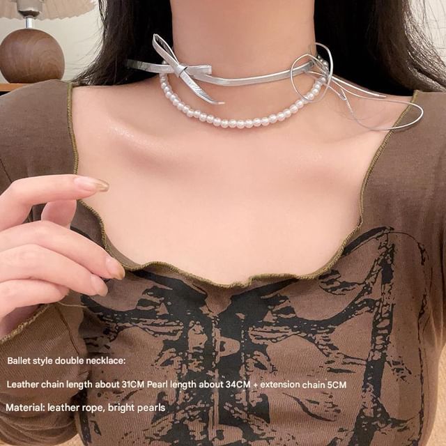 Set Heart Braded / Layered Necklace