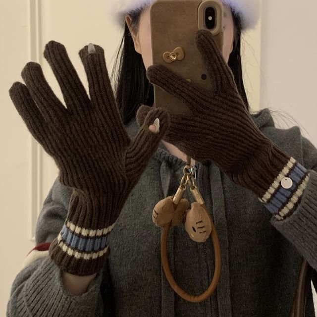 Block Knit Gloves Color