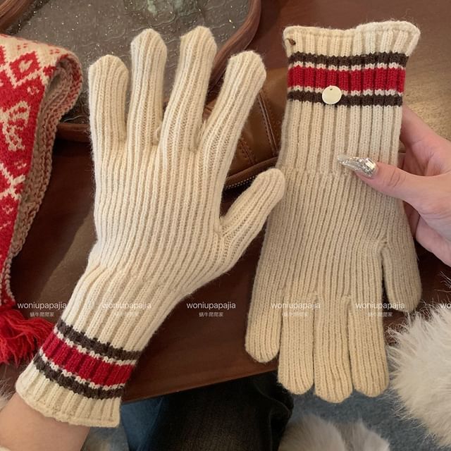 Block Knit Gloves Color