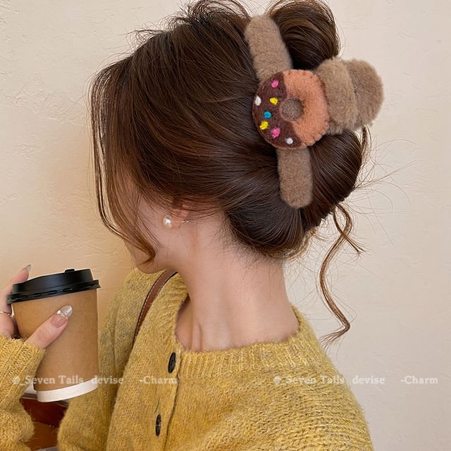 Chenille Hair Clip Claw Donut Acrylic