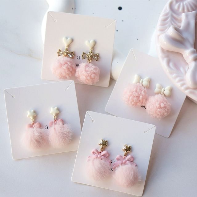 Earring / Clip-On Drop Pom