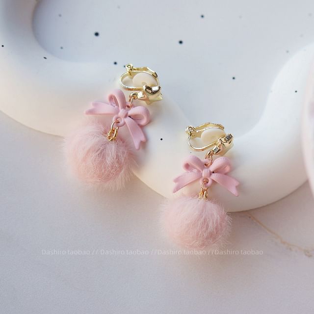 Earring / Clip-On Drop Pom