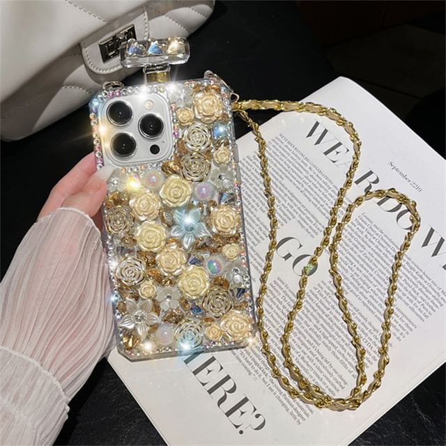 Case Rose Phone Rhinestone Lanyard Galaxy
