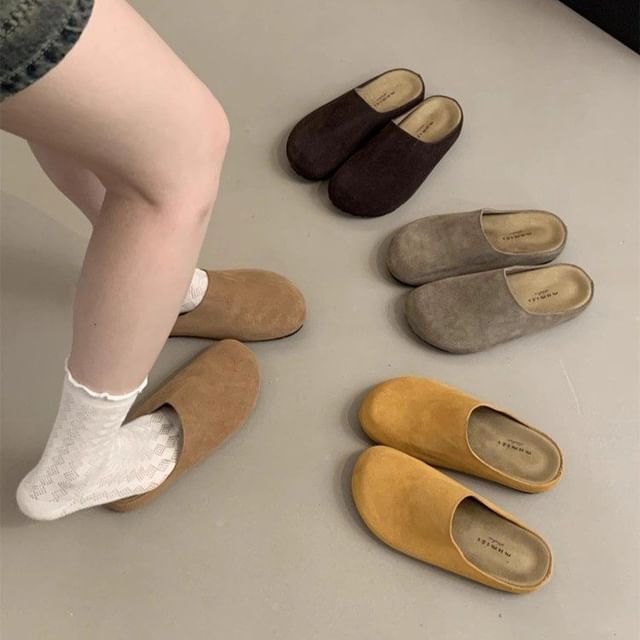 Plain Faux Suede Mules