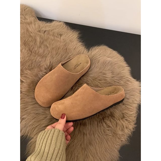 Plain Faux Suede Mules