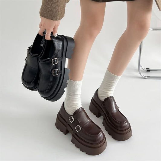 Monk Loafers Platform Strap