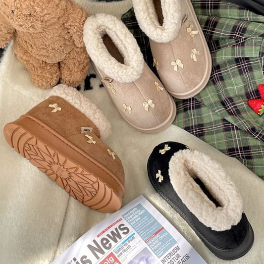 Platform Boots Snow Fleece-Lined Short Bow