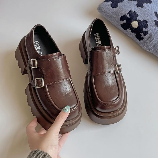 Monk Loafers Platform Strap