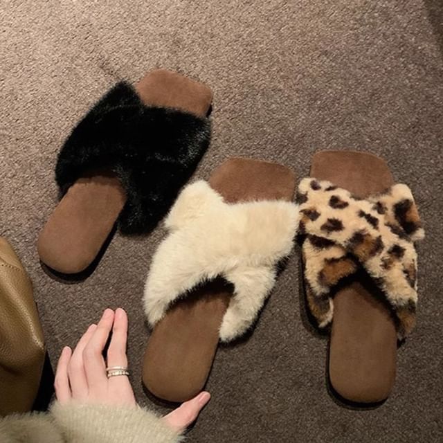 Band Sandals Fluffy Slide Cross