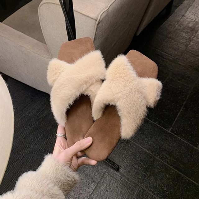 Band Sandals Fluffy Slide Cross