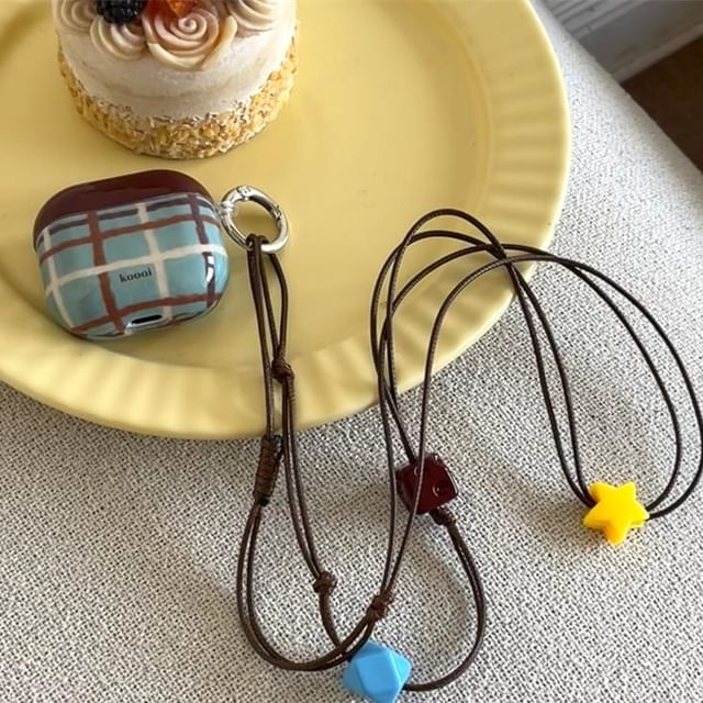 Pro AirPods Earphone Dog Skin Charm / Lanyard Plaid Case