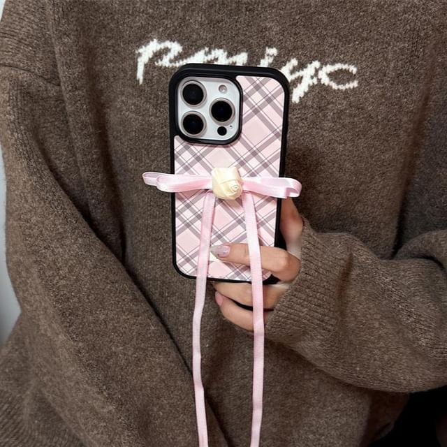 Ribbon Case Adhesive Set Decoration Plaid / Phone