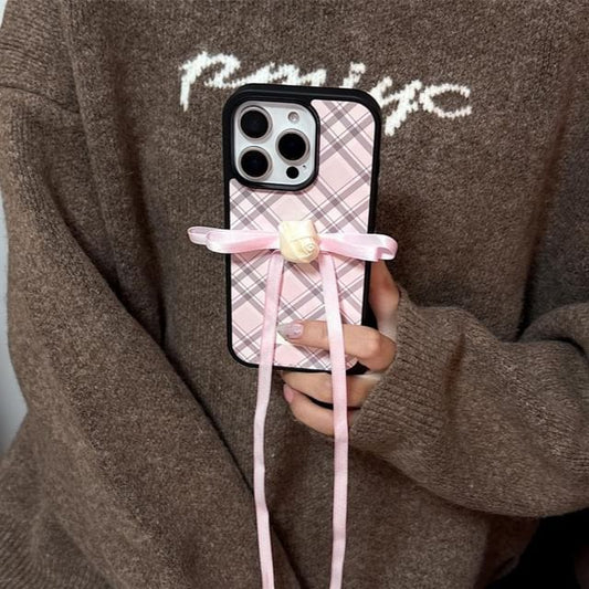 Ribbon Case Adhesive Set Decoration Plaid / Phone