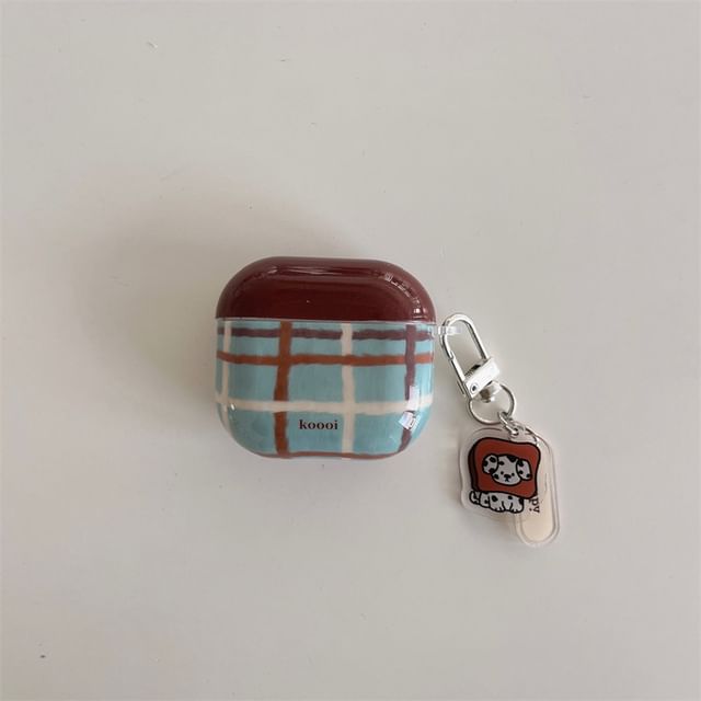 Pro AirPods Earphone Dog Skin Charm / Lanyard Plaid Case