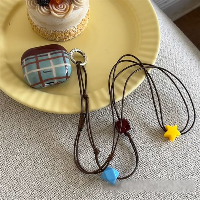 Pro AirPods Earphone Dog Skin Charm / Lanyard Plaid Case