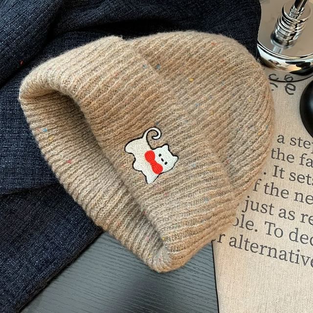Beanie Cat Knit Embroidered
