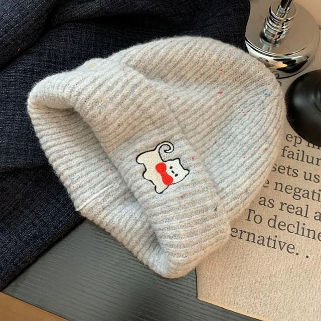 Beanie Cat Knit Embroidered