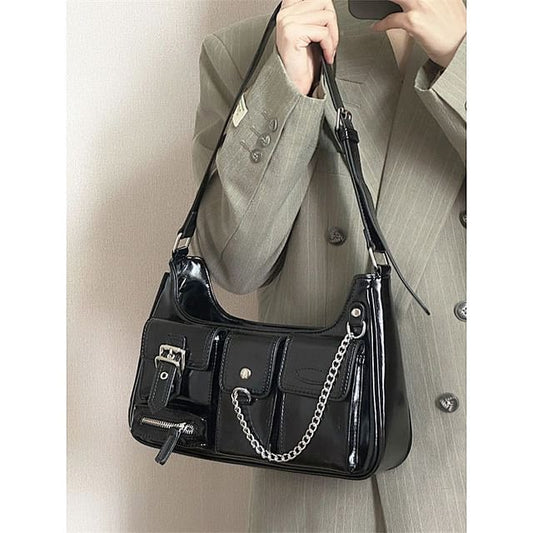 Shoulder Chained Fur Bag Faux