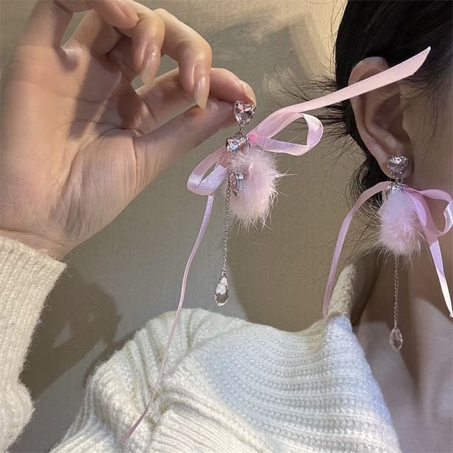 Rhinestone Bowknot Dangle Earring