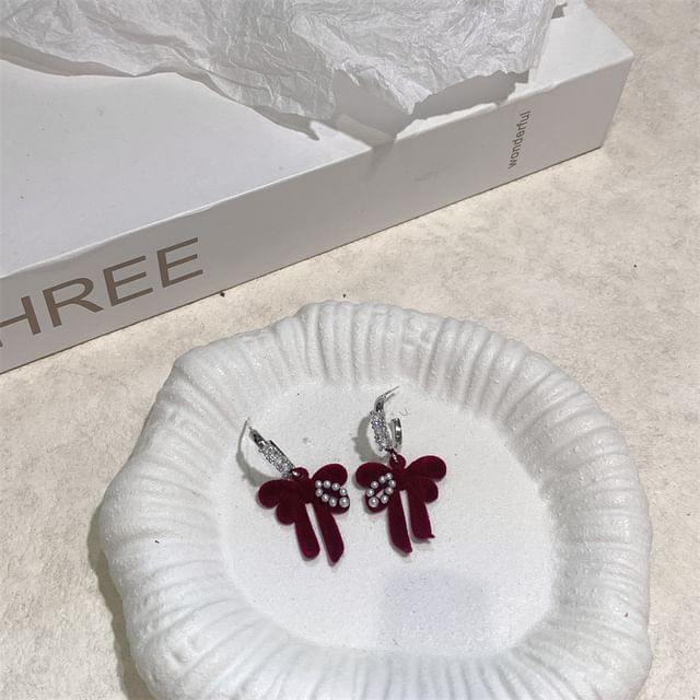 Rhinestone Bowknot Drop Earring