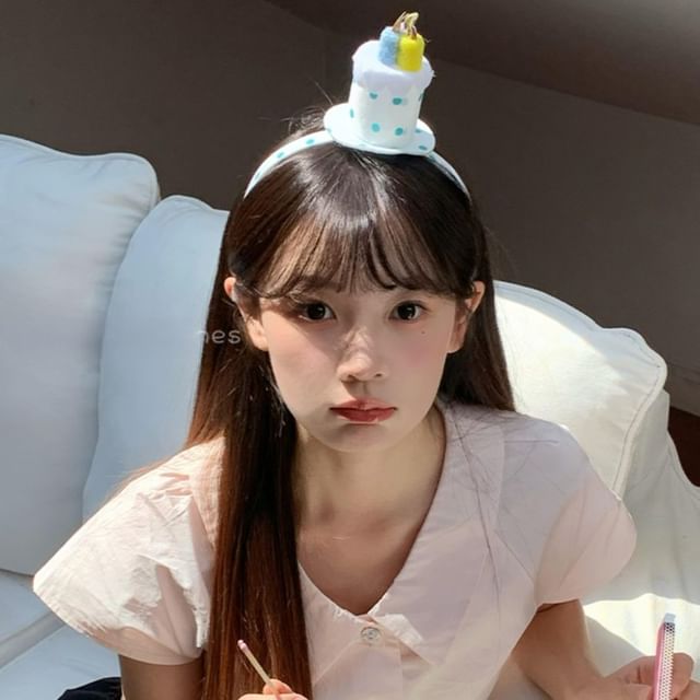 Birthday Headband Cake Polka Dot