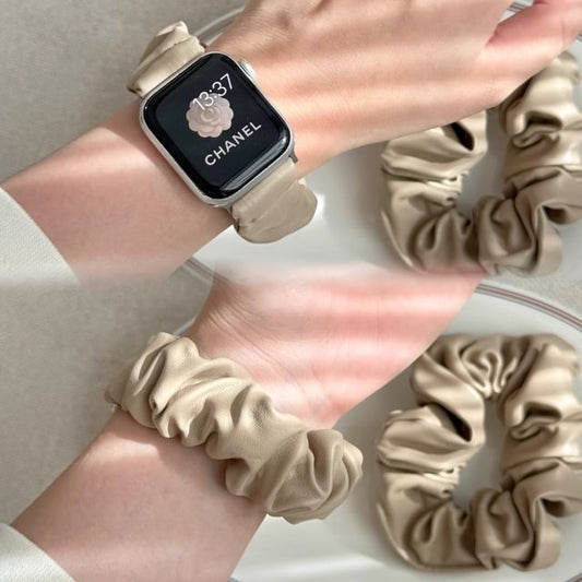 Watch Band Apple Faux Shirred Leather