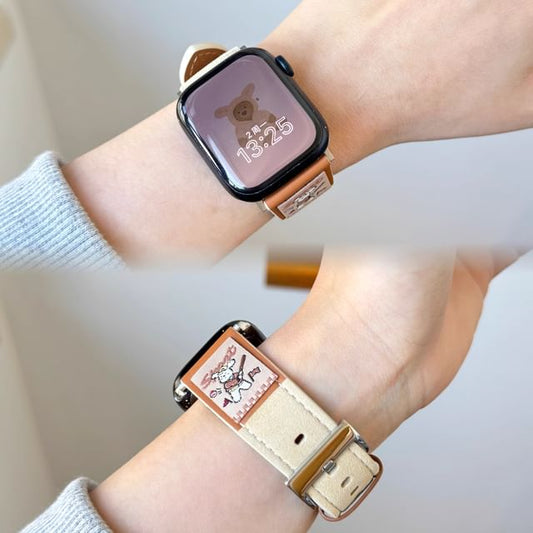 Genuine Apple Leather Animal Band Watch Embroidered