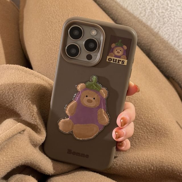 Phone Eggplant Set Charm Pom Case Bell Bear /
