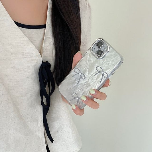 Phone Bow Case Pearl Faux