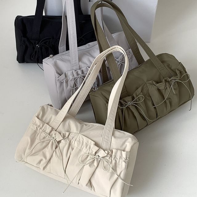 Bow Nylon Tote Plain Bag