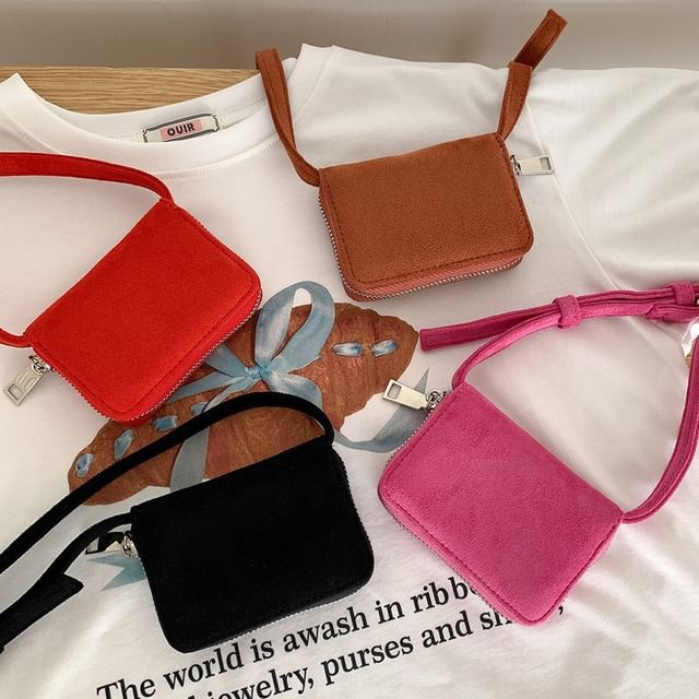 Faux Plain Crossbody Bag Suede