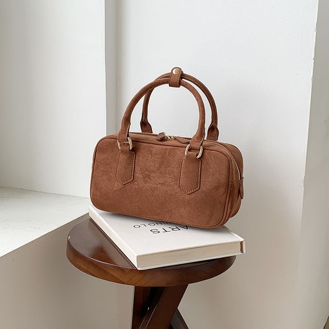 Crossbody Bag Faux Handle Suede Top
