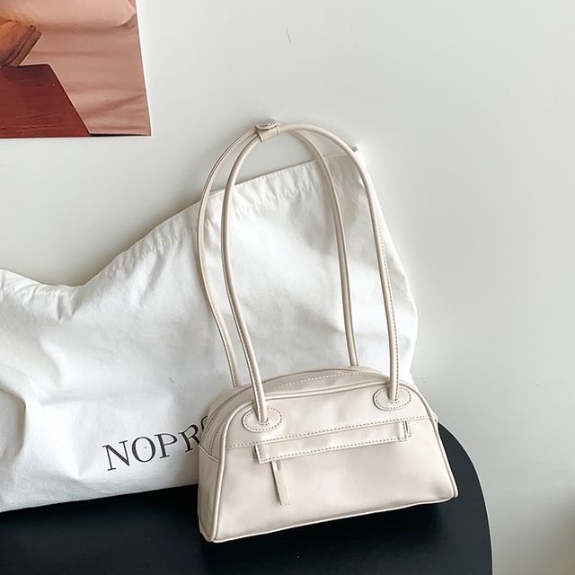 Leather Bag Faux Bowler Plain