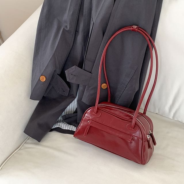 Leather Bag Faux Bowler Plain