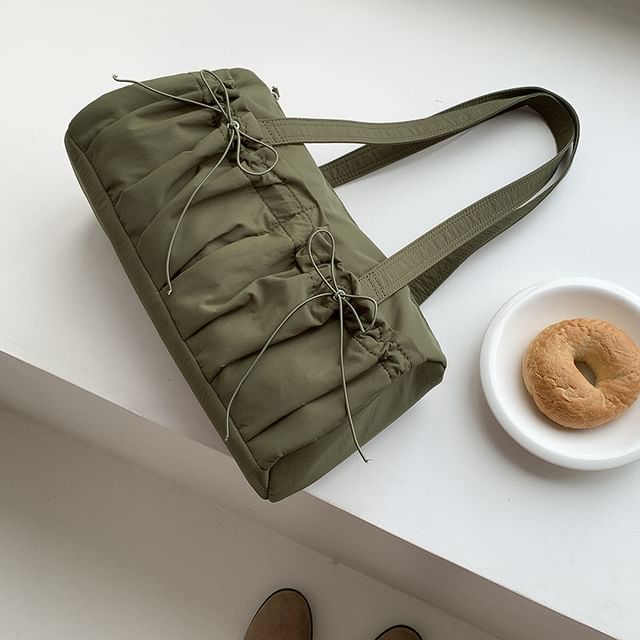 Bow Nylon Tote Plain Bag