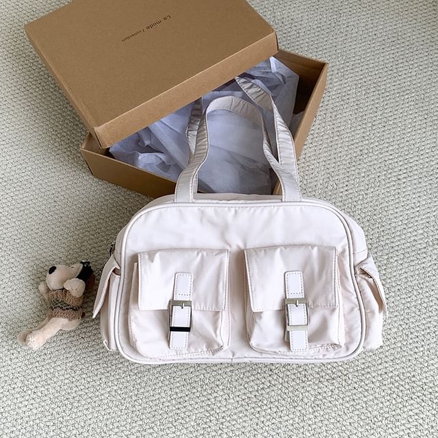 Buckled Nylon Plain Bag Carryall