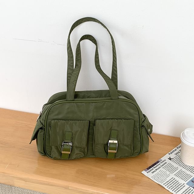Buckled Nylon Plain Bag Carryall