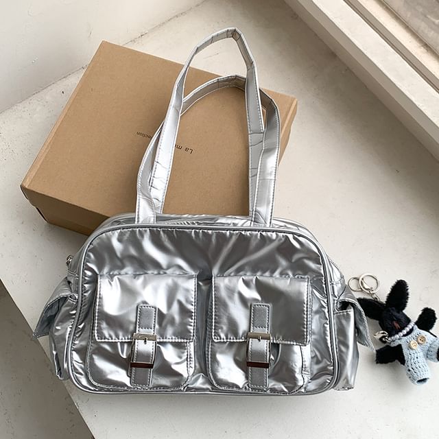 Buckled Nylon Plain Bag Carryall