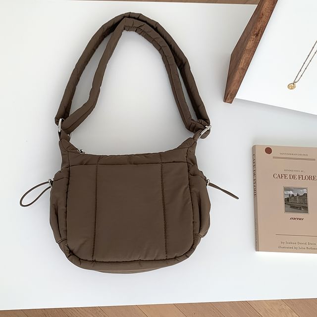 Padded Drawstring Bag Nylon Plain Crossbody