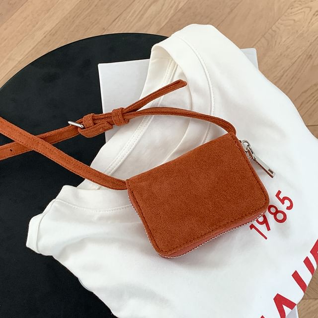 Faux Plain Crossbody Bag Suede