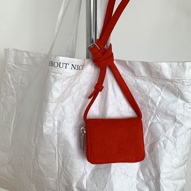 Faux Plain Crossbody Bag Suede