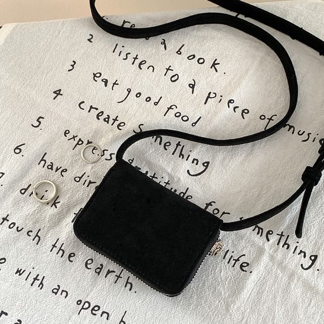 Faux Plain Crossbody Bag Suede