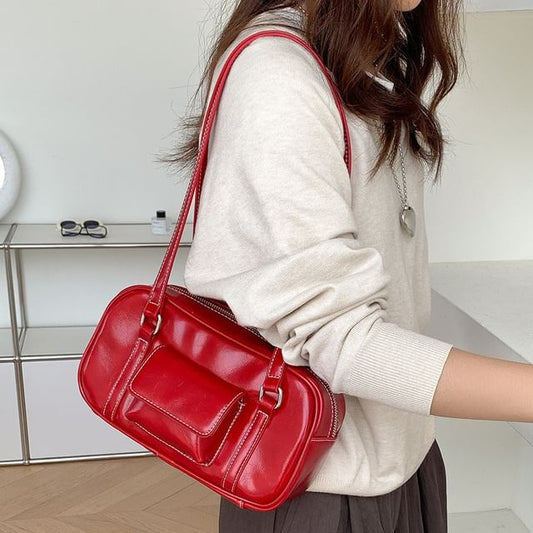 Shoulder Bag Faux Leather Plain